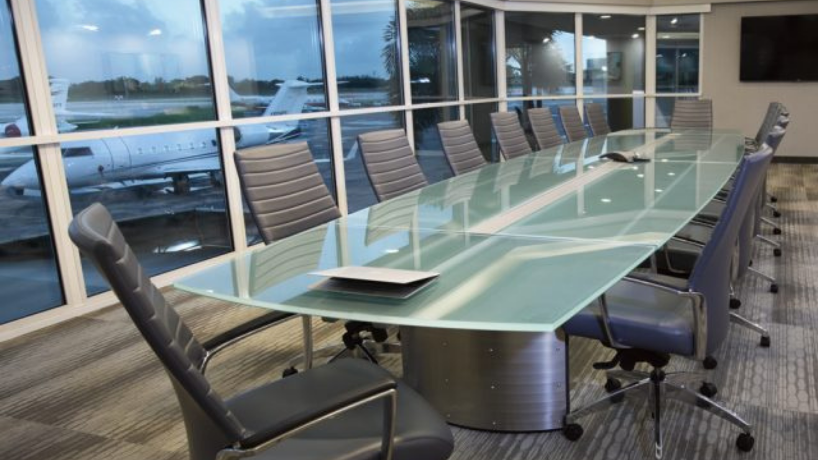 glass office tabletop installed by Plymouth Glass