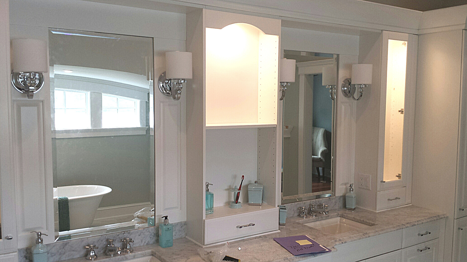 custom double bathroom mirror by Plymouth Glass