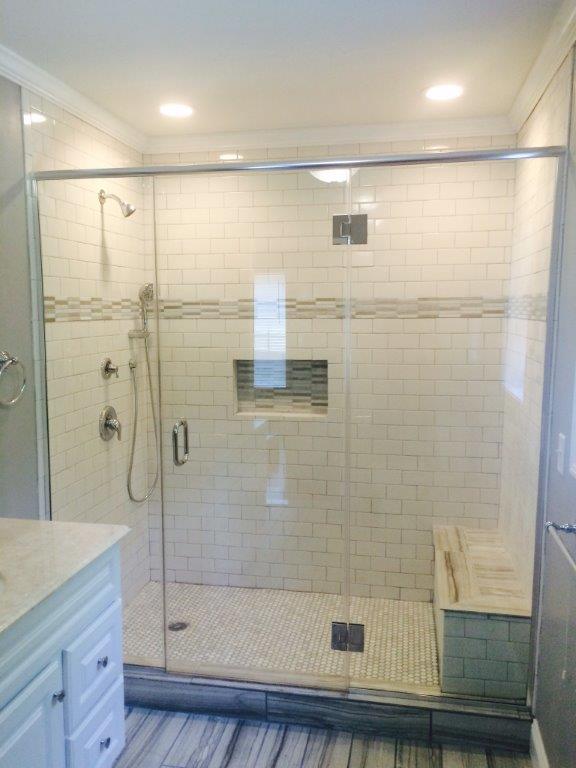 semi-frameless shower door by Plymouth Glass