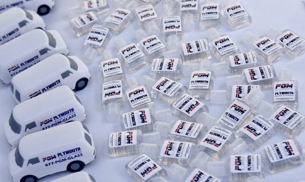 Plymouth Glass Charitable Initiative Program swag giveaway items for Cancer Can('t) fundraising event