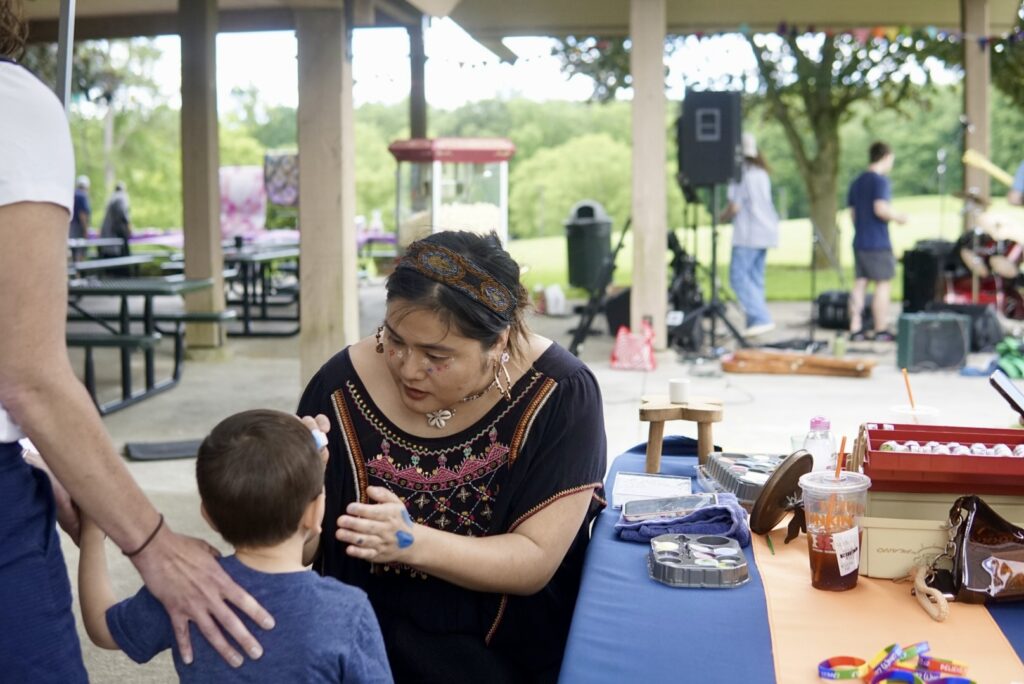 Face painting at Cancer Can('t) fundraising event at Meadowview Park in Middlebury, Connecticut to support cancer patients in the state, sponsored by, Plymouth Glass Charitable Initiative Program